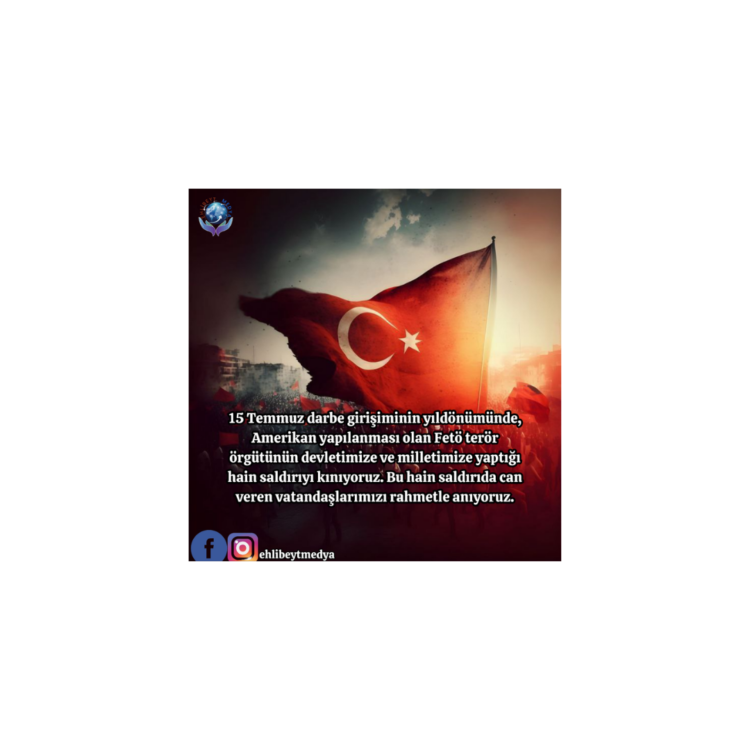15 Temmuz darbe girişiminin yıldönümünde, Amerikan yapılanması olan Fetö terör örgütünün devletimize ve milletimize yaptığı hain saldırıyı kınıyoruz.